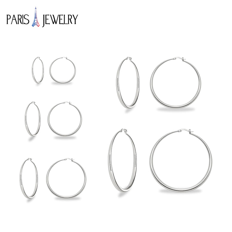 White Gold Plated Hoop Hinged Earrings