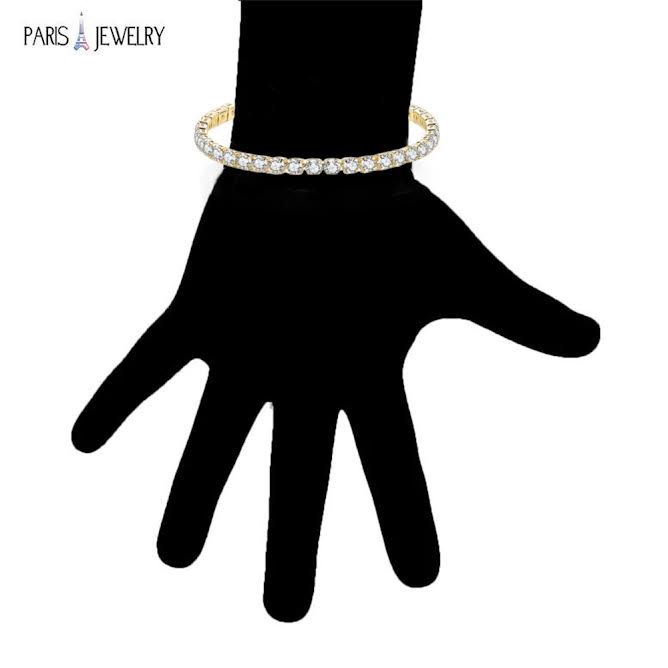 10k Yellow Gold 6 Cttw Created Cubic Zirconia Round Adjustable Tennis Plated Bracelet