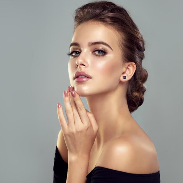 14k White Gold Plated 1/2 Carat Princess Cut Created Mystic Topaz Stud Earrings