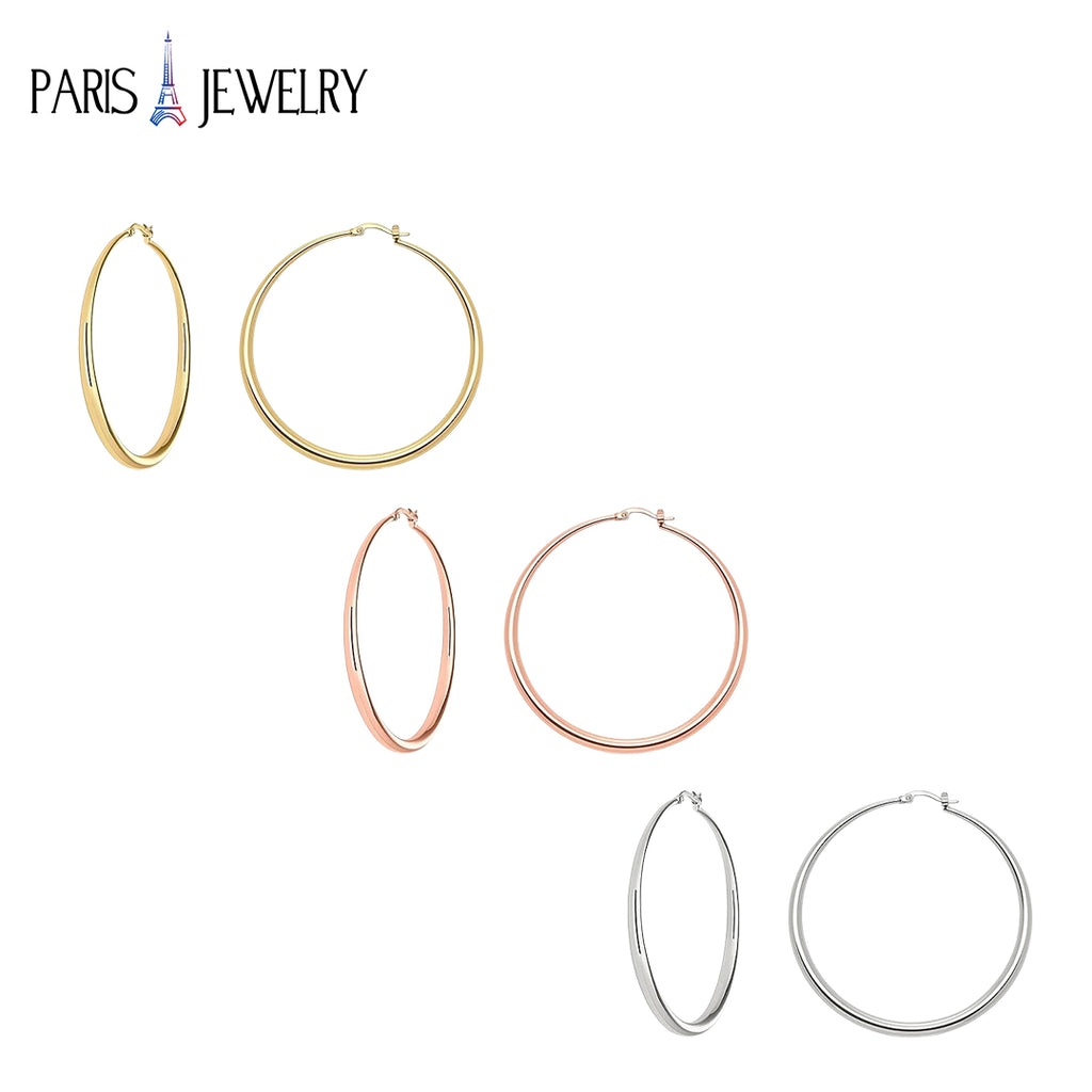 White, Yellow and Rose Gold Plated Hoop Hinged Earrings