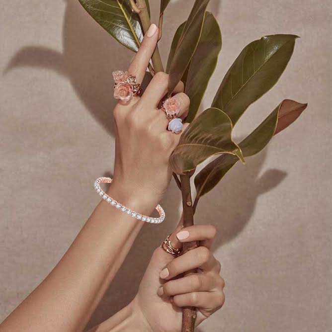 18k Rose Gold 6 Cttw Created Cubic Zirconia Round Adjustable Tennis Plated Bracelet