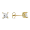 14k Yellow Gold 1/4Ct Solitaire Princess Created White Diamond (G-H, I1) Stud Earrings Plated by Paris Jewelry