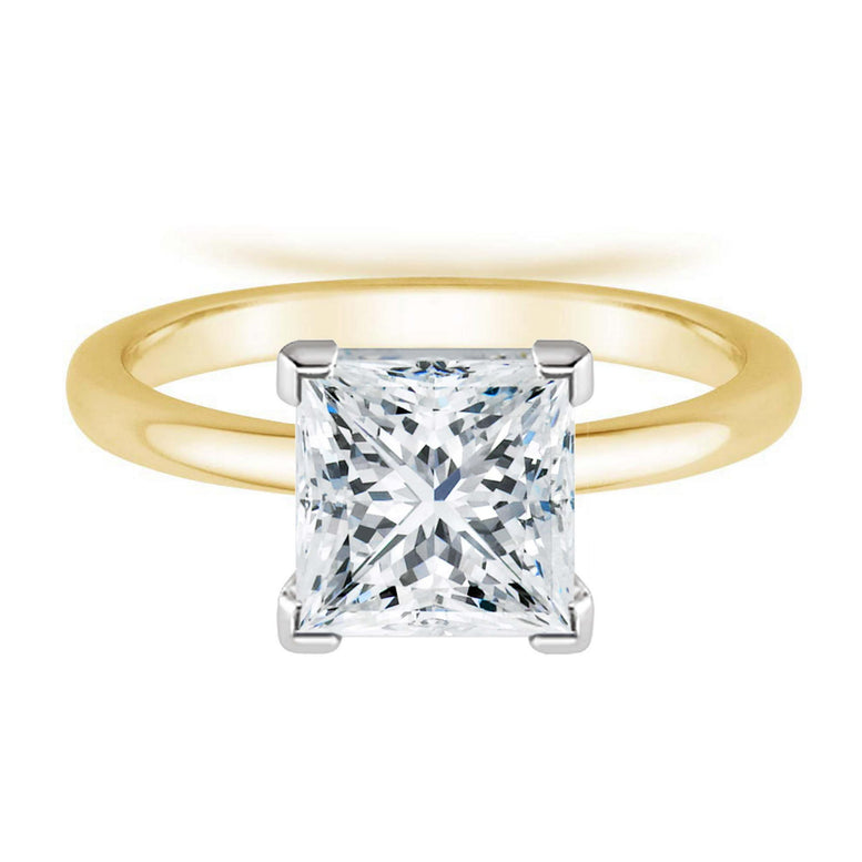 Paris Jewelry 18K Yellow Gold 3Ct Created White Sapphire Princess Engagement Wedding Ring Plated Sizes 5-10