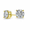 10k Yellow Gold 1/4 Ct Round Created Diamond Stud Earrings Plated by Paris Jewelry