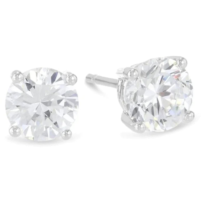 Paris Jewelry 14k White Gold 1/2Ct Solitaire Round Created White Diamond (G-H, I1) Stud Earrings