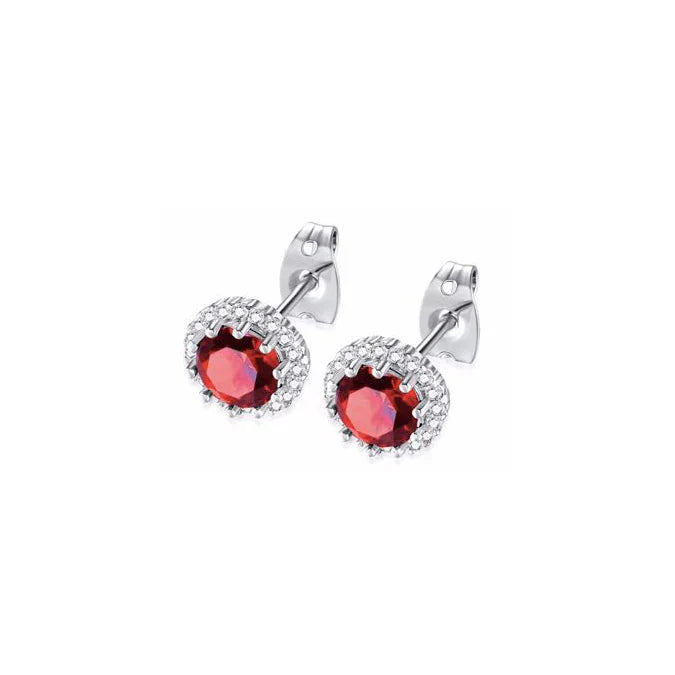 Paris Jewelry 18k White Gold 1 Carat Created Halo Round Sapphire Birthstone Stud Earrings All Colors Plated