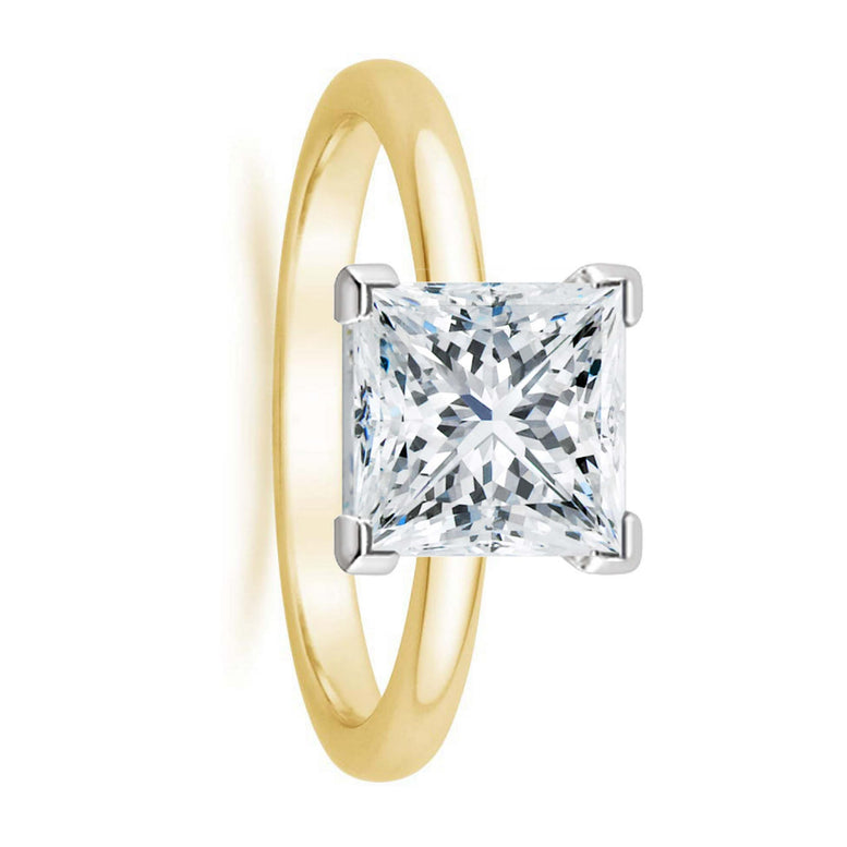18K Yellow Gold 3Ct White Sapphire Princess Engagement Wedding Ring Sizes 5-10 Women Plated by Paris Jewelry