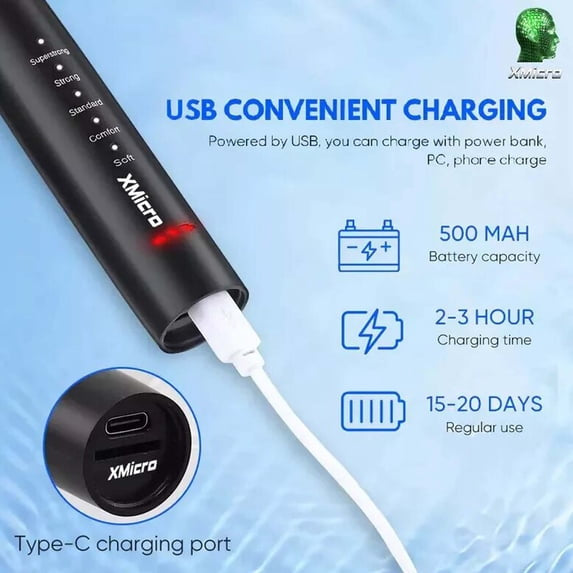 XMicro® Electric Toothbrush Ultra Whitening Results, Plaque Removal, Waterproof