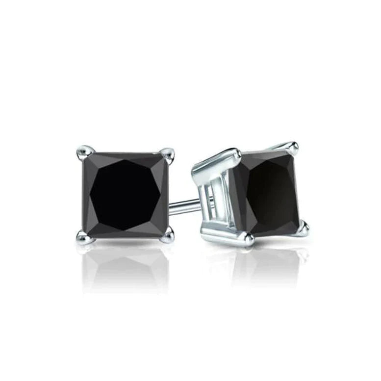 Paris Jewelry 18K White Gold 1 Carat Created Princess Sapphire Birthstone Stud Earrings All Colors Plated