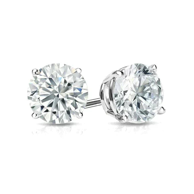 Paris Jewelry 14k White and Yellow Gold 1/4 Carat Round Genuine Diamond 4 Prong Solitaire Stud Earrings 4mm
