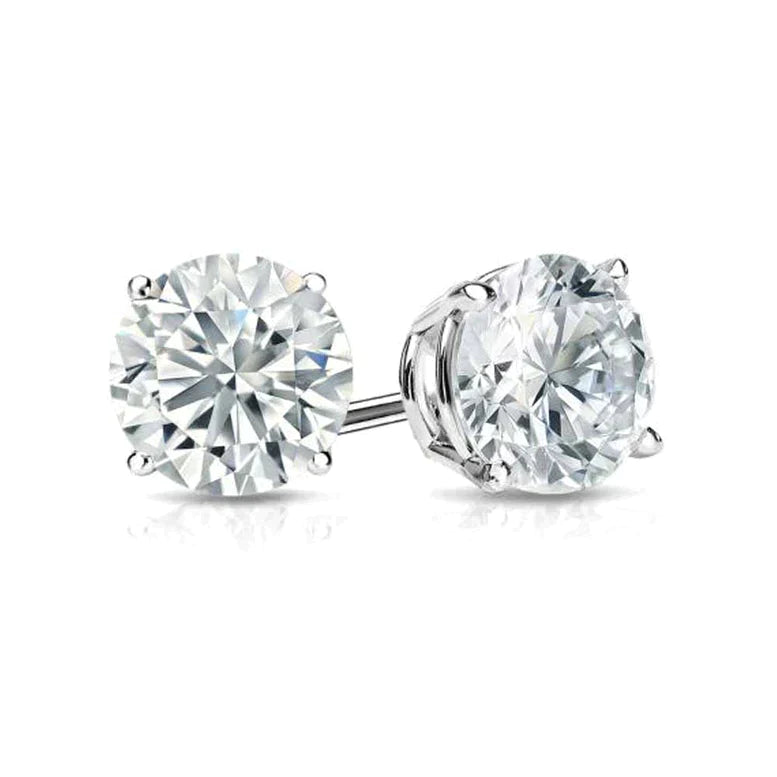 14K White Solid Gold White Diamond Round Stud Earrings 1/4ct