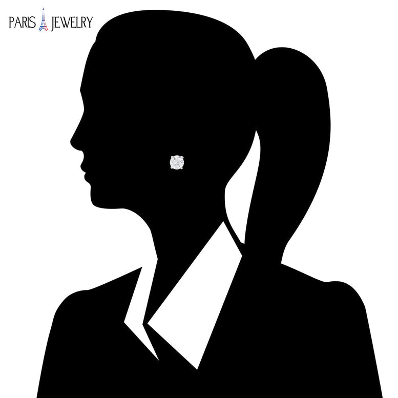 Paris Jewelry 14k White Gold 1/4Ct Solitaire Round Created White Diamond (G-H, I1) Stud Earrings