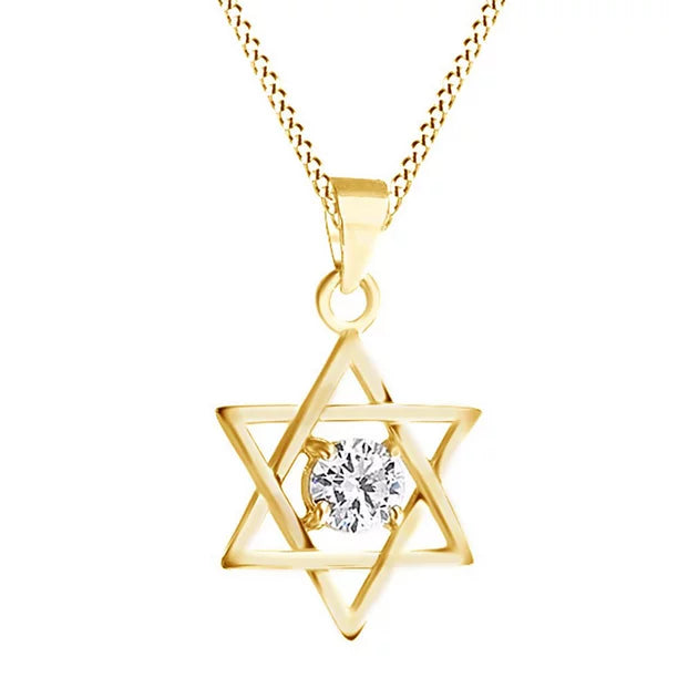 Paris Jewelry 18K Yellow Gold 1/2Ct White Sapphire Star of David Pendant For Women Plated