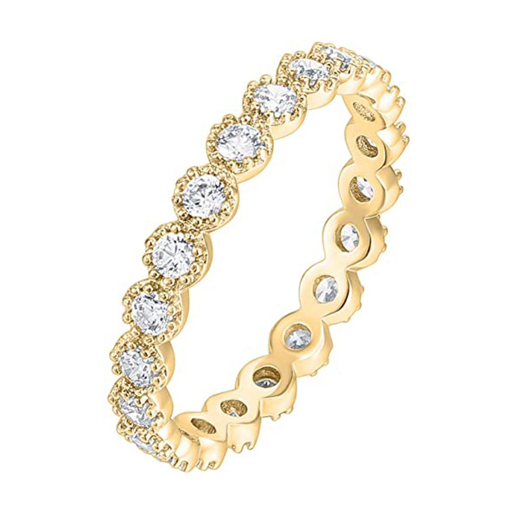 Paris Jewelry 18K Yellow Gold Created Diamond Marquise Milgrain Eternity Band Size 6 -10 Plated