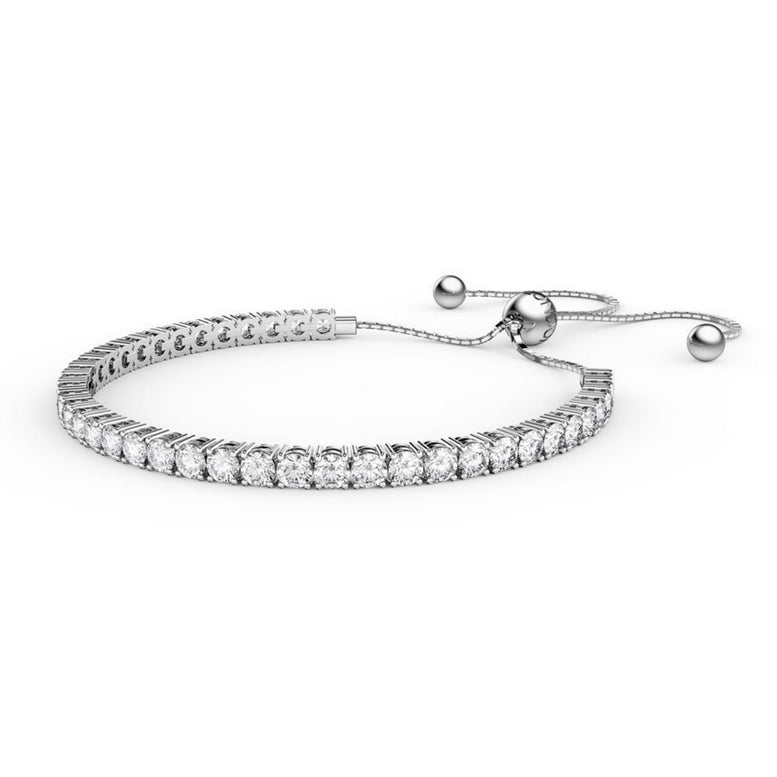 Paris Jewelry 24K Rose and White Gold 6ct Created White Sapphire Round Adjustable Tennis Bracelet Unisex Plated