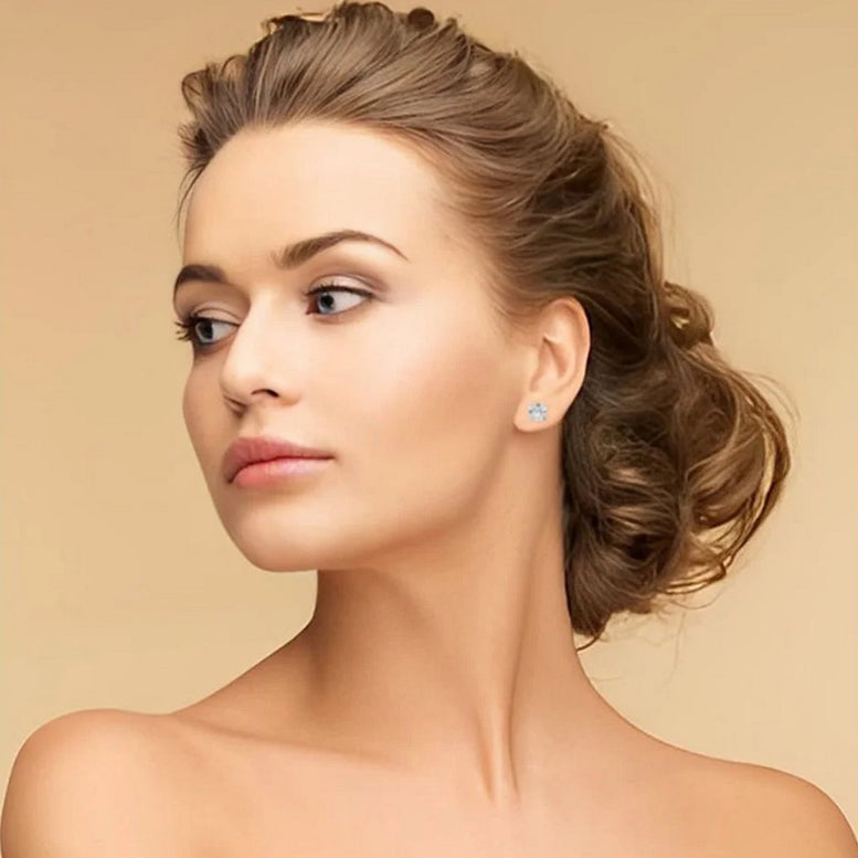 18K Yellow Gold 3 Carat Round Moissanite Screwback Stud Earrings Plated by Paris Jewelry