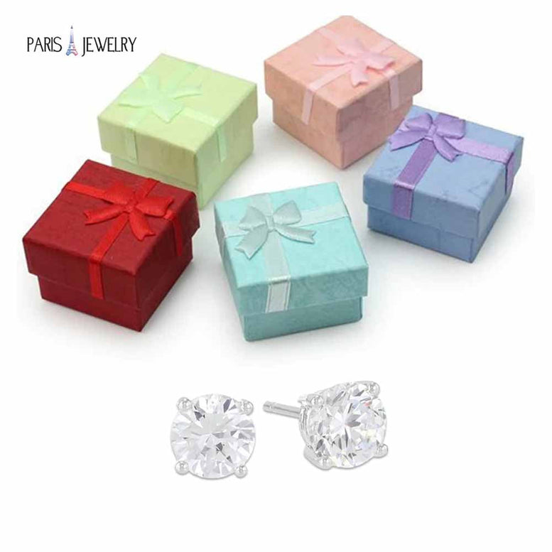 14k White Gold 1/2 Ct Solitaire Created White Diamond Stud Earrings (K-L, I2-I3) Plated by Paris Jewelry