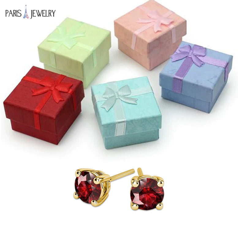 14k Yellow Gold Plated 2 Ct Round Created Ruby Sapphire Stud Earrings