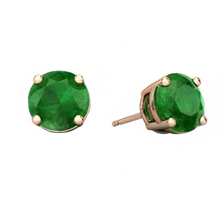 Paris Jewelry 18k Rose Gold 2 Pair Created Emerald 4mm, 6mm Round & Princess Cut Stud Earrings Plated