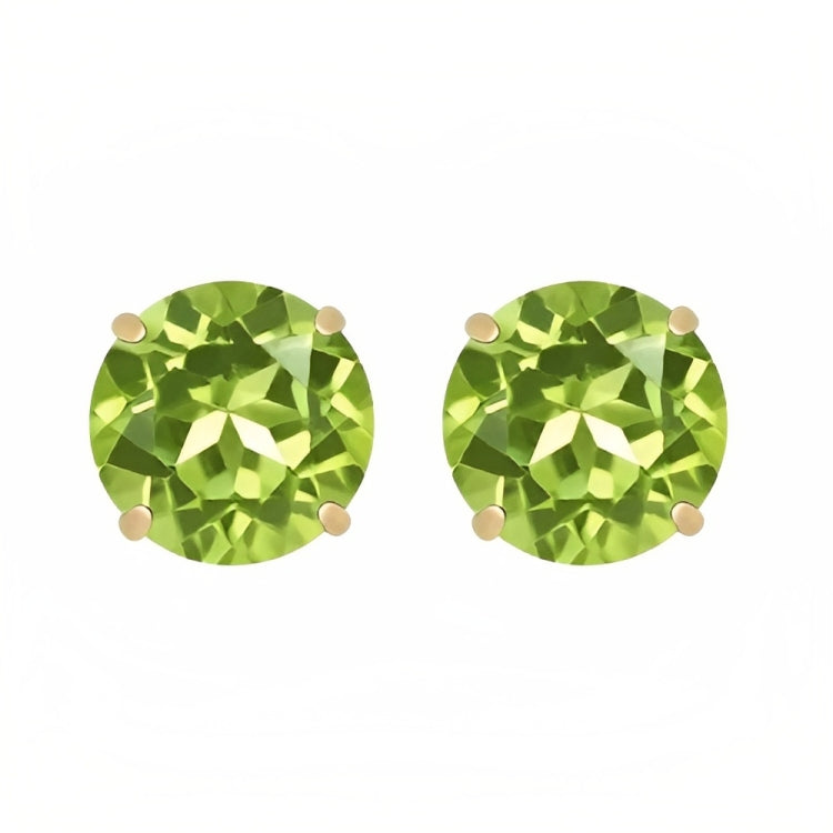 Paris Jewelry 18k Yellow Gold 2 Pair Created Peridot 4mm, 6mm Round & Princess Cut Stud Earrings Plated