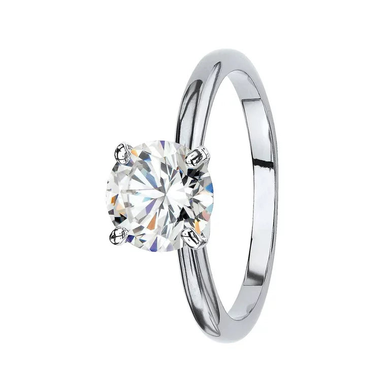 Paris Jewelry 18K White Gold 2ct Created White Sapphire Round Engagement Wedding Ring Plated Sizes 5-10