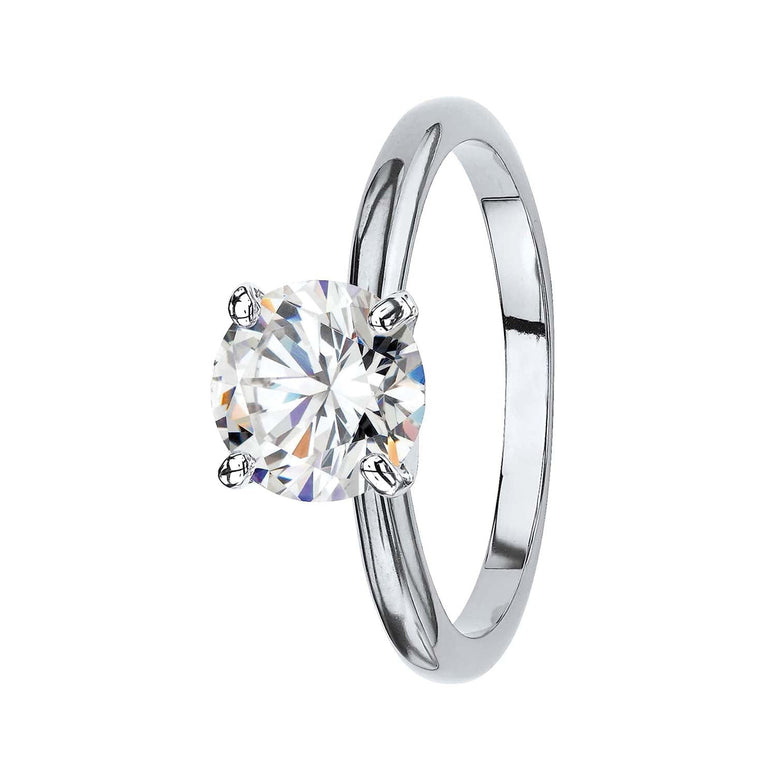Paris Jewelry 18K White Gold 4ct Created White Sapphire Round Engagement Wedding Ring Plated Sizes 5-10
