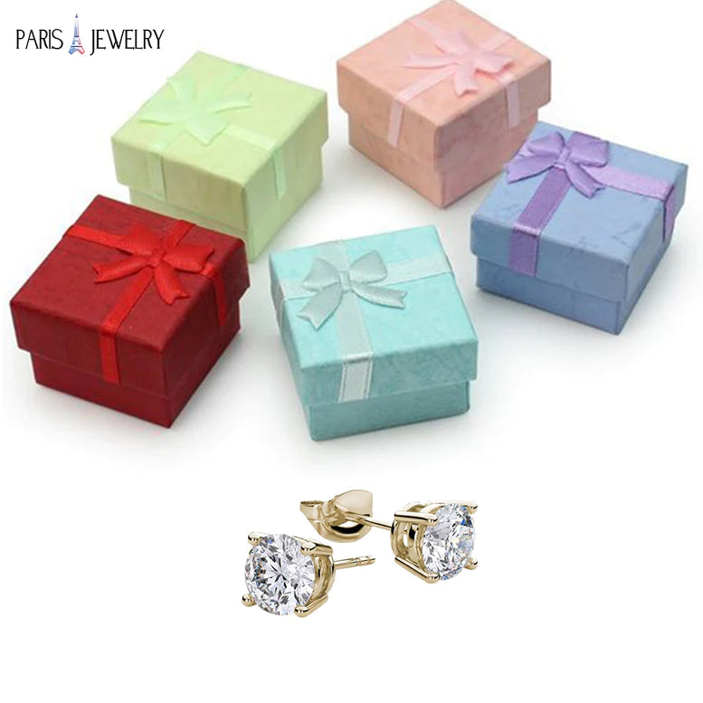 14k Yellow Gold Plated Created White Sapphire Round Stud Earrings 6mm