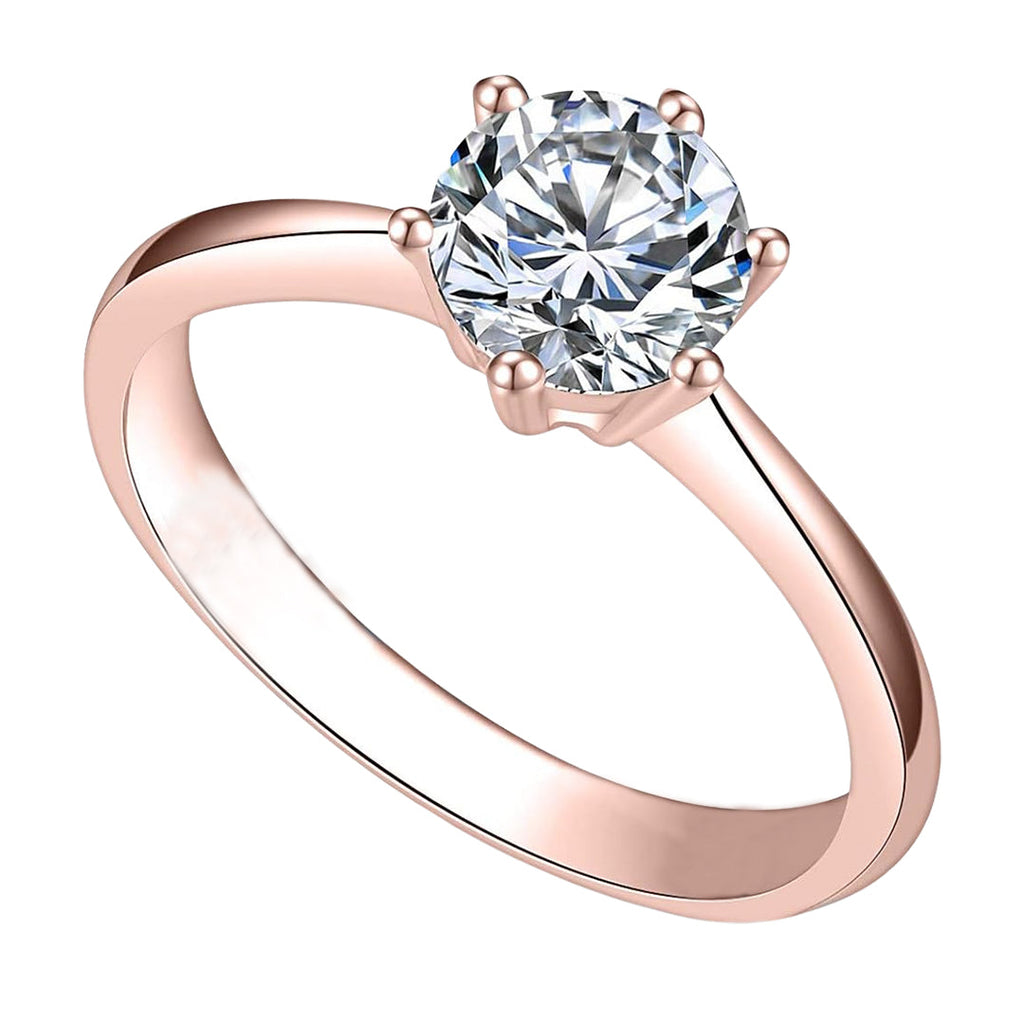 Paris Jewelry 18K Rose Gold 3ct Created White Sapphire Round Engagement Wedding Ring Plated