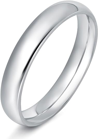 Paris Jewelry 24K White Gold High Polish Classic Wedding Ring 4mm Women And Men Plated