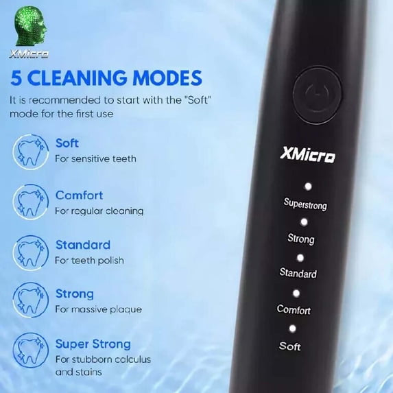 XMicro® Electric Toothbrush Ultra Whitening Results, Plaque Removal, Waterproof