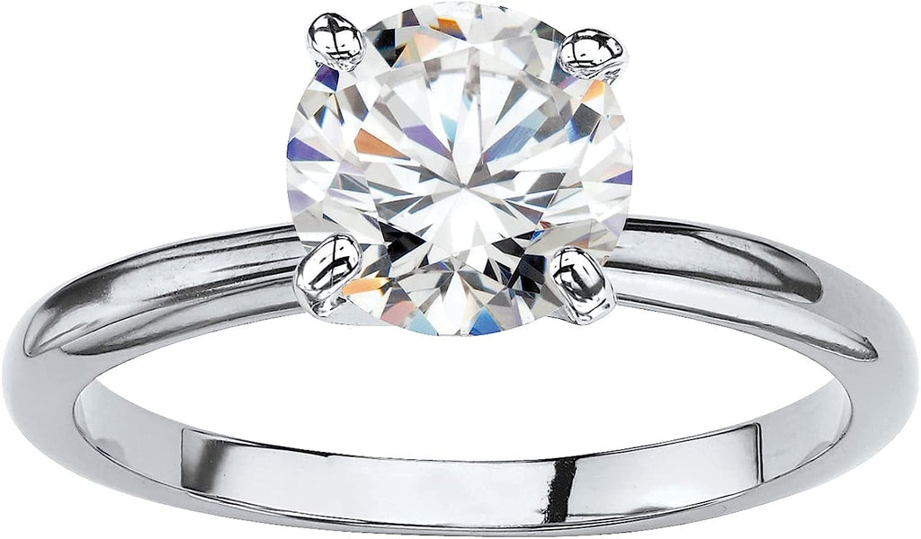 18K White Gold Moissanite Round 3ct Engagement Wedding Ring Plated