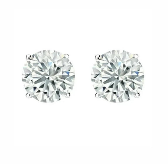 Paris Jewelry 14k White Solid Gold White Diamond 1/4, 1/2, 1, 2, 3ct Round Princess Earrings 2 Pair