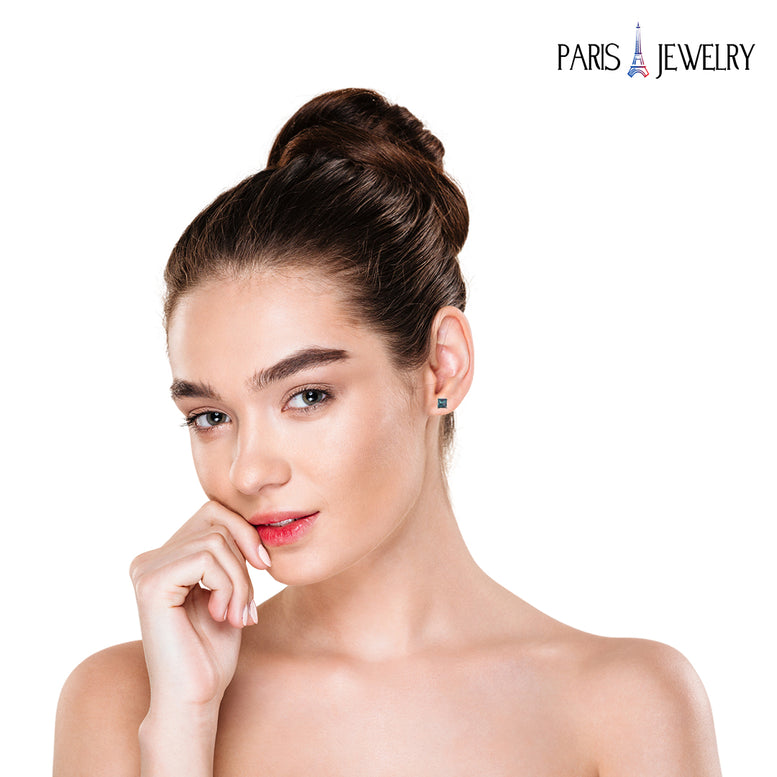 24k Rose Gold Plated 2 Cttw Alexandrite Square Stud Earrings