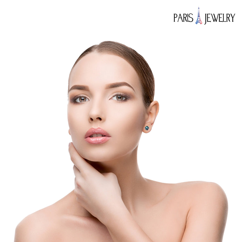 14k Rose Gold Created Alexandrite Round Stud Earrings 4mm