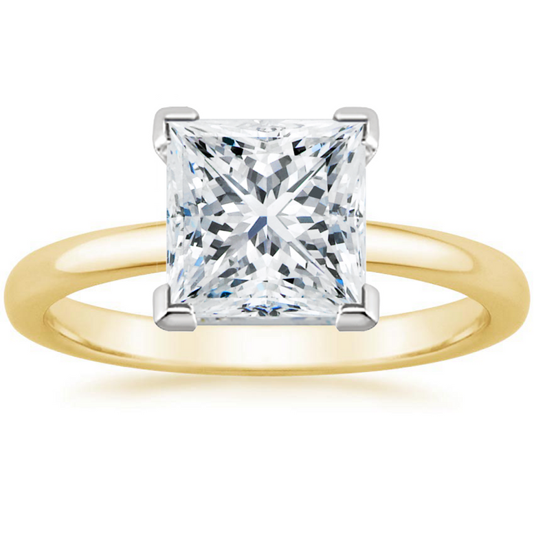 18K Yellow Gold Created White Sapphire Princess 4ct Engagement Wedding Ring Plated