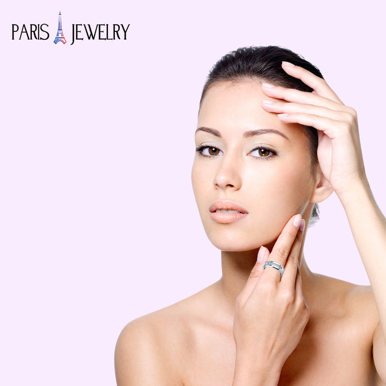 Paris Jewelry 8mm Tungsten Diamond Ring Wedding Band For Men & Women