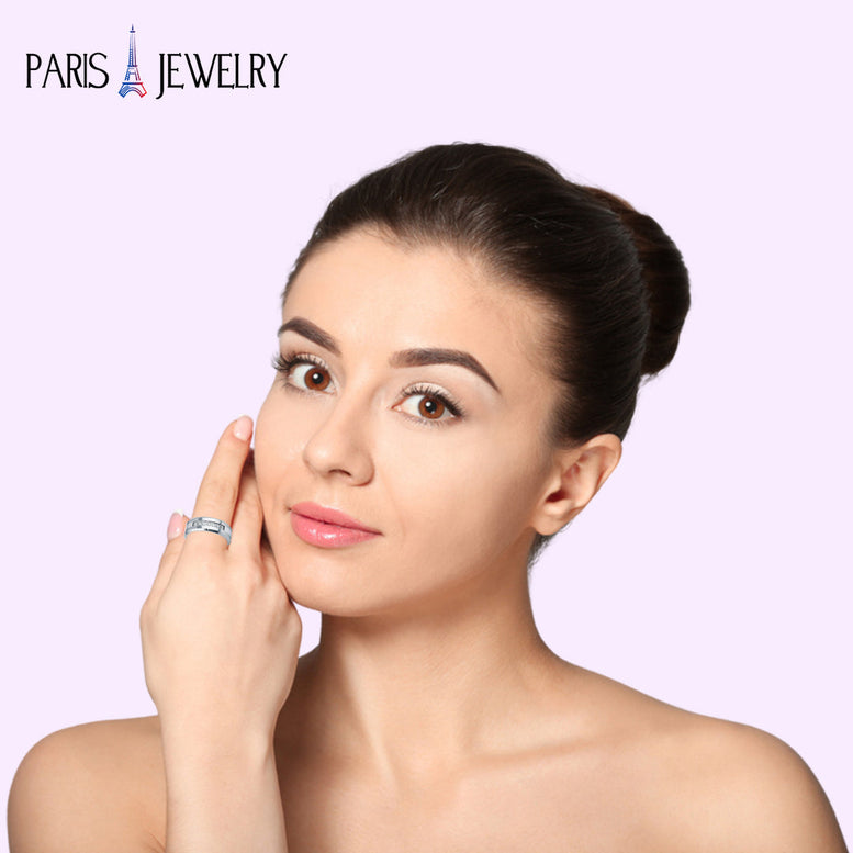 Paris Jewelry Tungsten 8mm Moissanite Ring Wedding Band For Men & Women