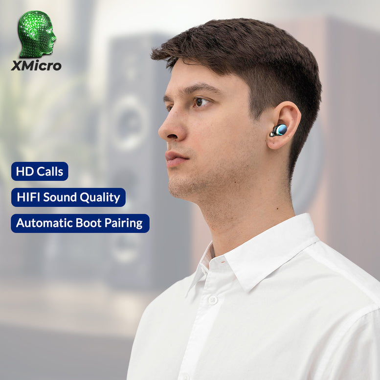 XMicro Bluetooth 5.3 Earbuds 140H Playtime Headphones HD Stereo Noise Cancelling Earphones in Ear with Mic, USB-C Charging Case