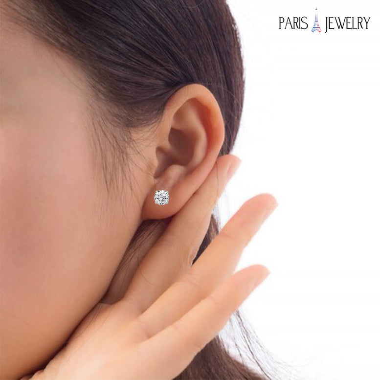 10k White Gold Plated Created White Sapphire 1Ct Round Pack of Five Stud Earrings