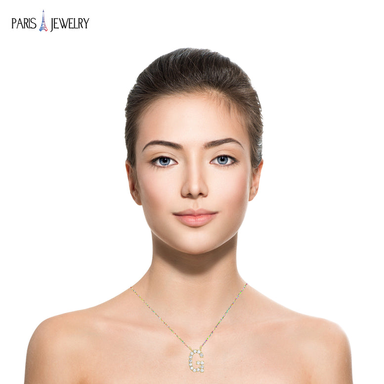 14k Yellow Gold Created Diamond Initial G Letter Pendant Necklace Plated