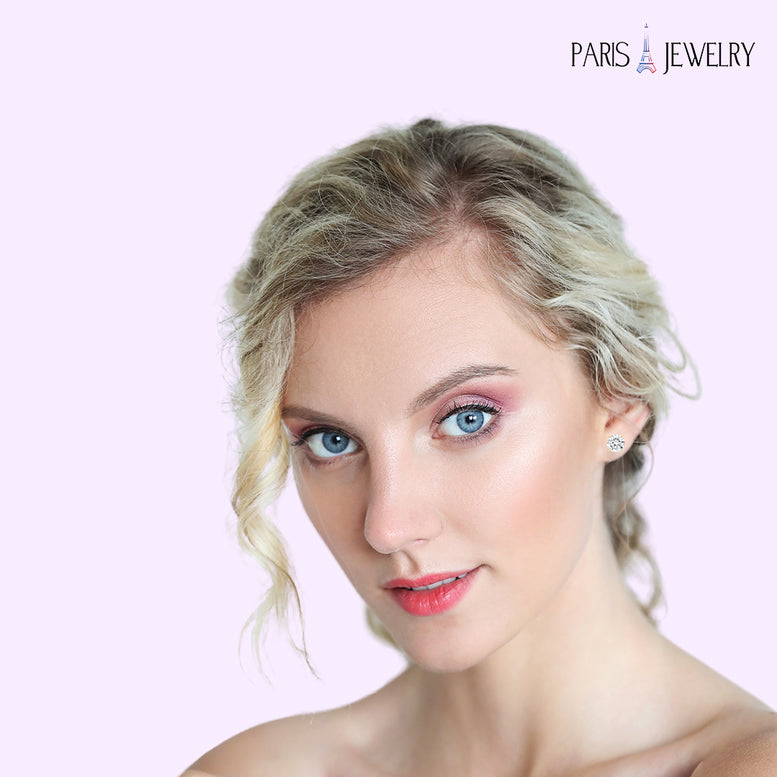 Paris Jewelry 14K Yellow Solid Gold Created White Diamond Round 1/4Ct, 1/2Ct, 1Ct, 2Ct, 3Ct Stud Earrings - D/VVS1