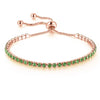 Paris Jewelry 10k Rose Gold 7 Ct Created Peridot Round Adjustable Tennis Bracelet Plated