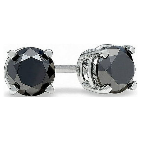 10k White Gold 1 Carat Black Diamond Stud Earrings Plated by Paris Jewelry