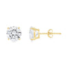 14K Yellow Gold White Diamond Round 6mm Stud Earrings Jewelry Gift for Women Plated by Paris Jewelry