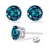 Paris Jewelry 14k White Gold 2 Ct Round Created Alexandrite Unisex Stud Earrings Plated