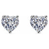 Paris Jewelry 14K White Gold Heart Created Diamond Stud Earrings – 4MM Push-Back for Women and Men plated