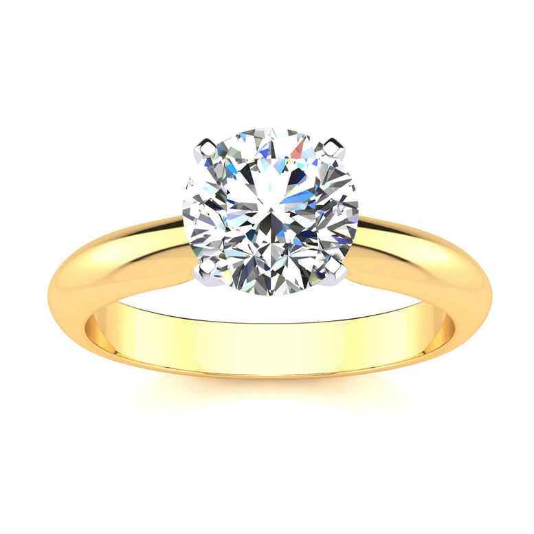 Paris Jewelry 14k Yellow Gold 2 Ct Round Moissanite Women Stud Rings Sizes 5-10 plated