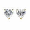 Paris Jewelry 14k Yellow Gold Push Back Heart Created Diamond Stud Earrings 3MM plated