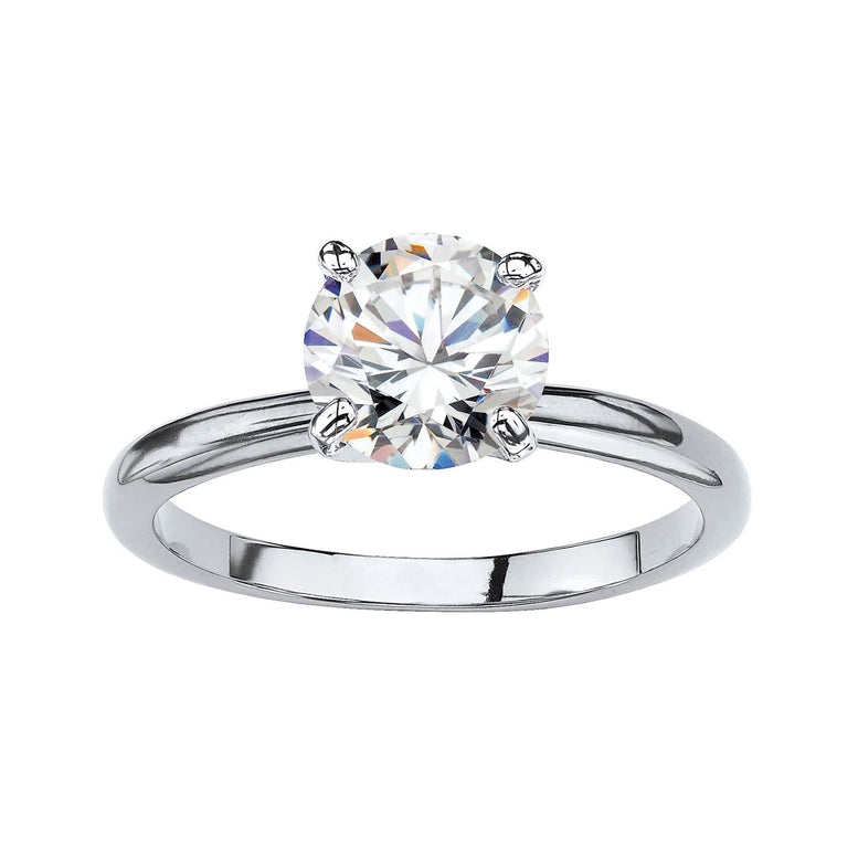 Paris Jewelry 18K White Gold 4ct Created White Sapphire Round Engagement Wedding Ring Plated Sizes 5-10