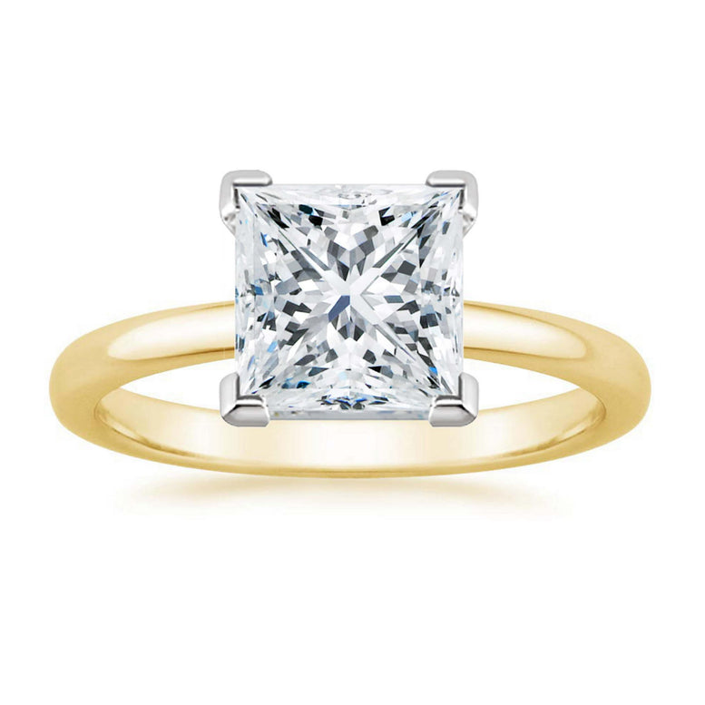 Paris Jewelry 18K Yellow Gold 3Ct Created White Sapphire Princess Engagement Wedding Ring Plated Sizes 5-10
